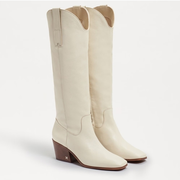 Sam Edelman Britten Ivory Cream Leather Western Boots size 6 - Picture 1 of 3